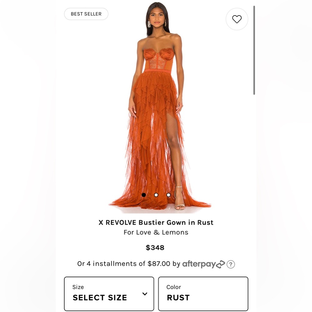 For Love And Lemons Bustier Gown Rust XS